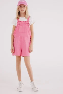 Macacão curto rosa para meninas