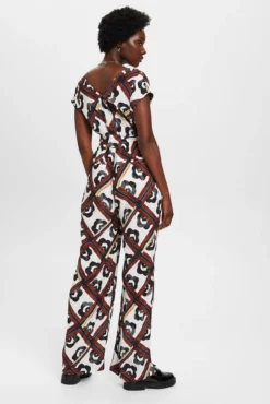 Macacão estampado wide leg viscose regular fit