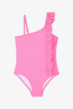 Maiô rosa com folho