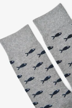 Meia com padrão de sardinhas