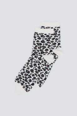 Meia curta com estampado animal