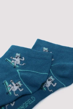 Meia de tornozelo estilo patinete de gato