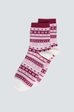 Meia longa jacquard com bordas