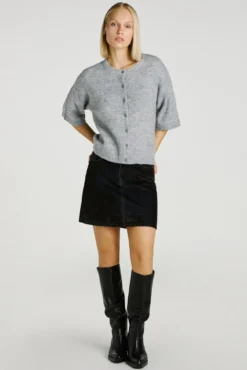 Mini saia denim de corte regular
