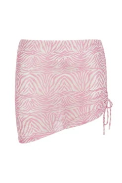 Minissaia franzida estampada rosa