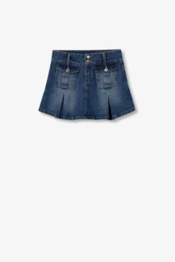Minissaia jeans com bolsos