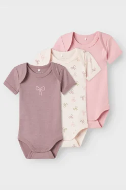 Pack de 3 bodys para bebé menina com laços