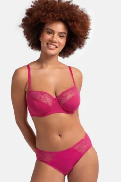 Pack de 2 cuecas hipster de renda rosa e nude
