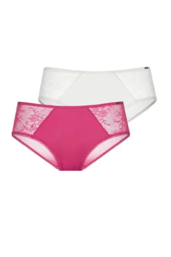 Pack de 2 cuecas hipster de renda rosa e nude