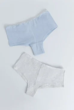 Pacote de 2 cuecas boxer azuis e cinzas