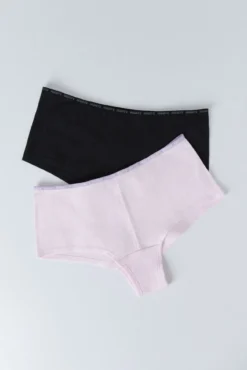 Pacote de 2 cuecas boxer pretas e rosa
