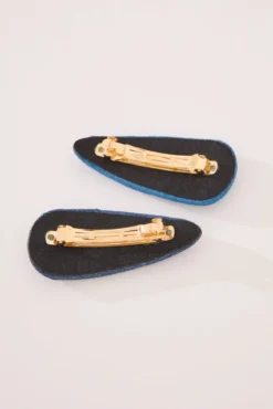 Pacote de 2 grampos de cabelo denim azuis