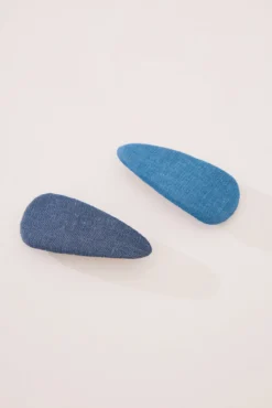 Pacote de 2 grampos de cabelo denim azuis