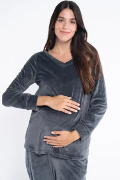 Pacote de pijama peludo com decote em V