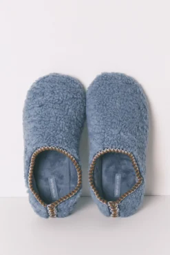 Pantufas de quarto de pelo azul