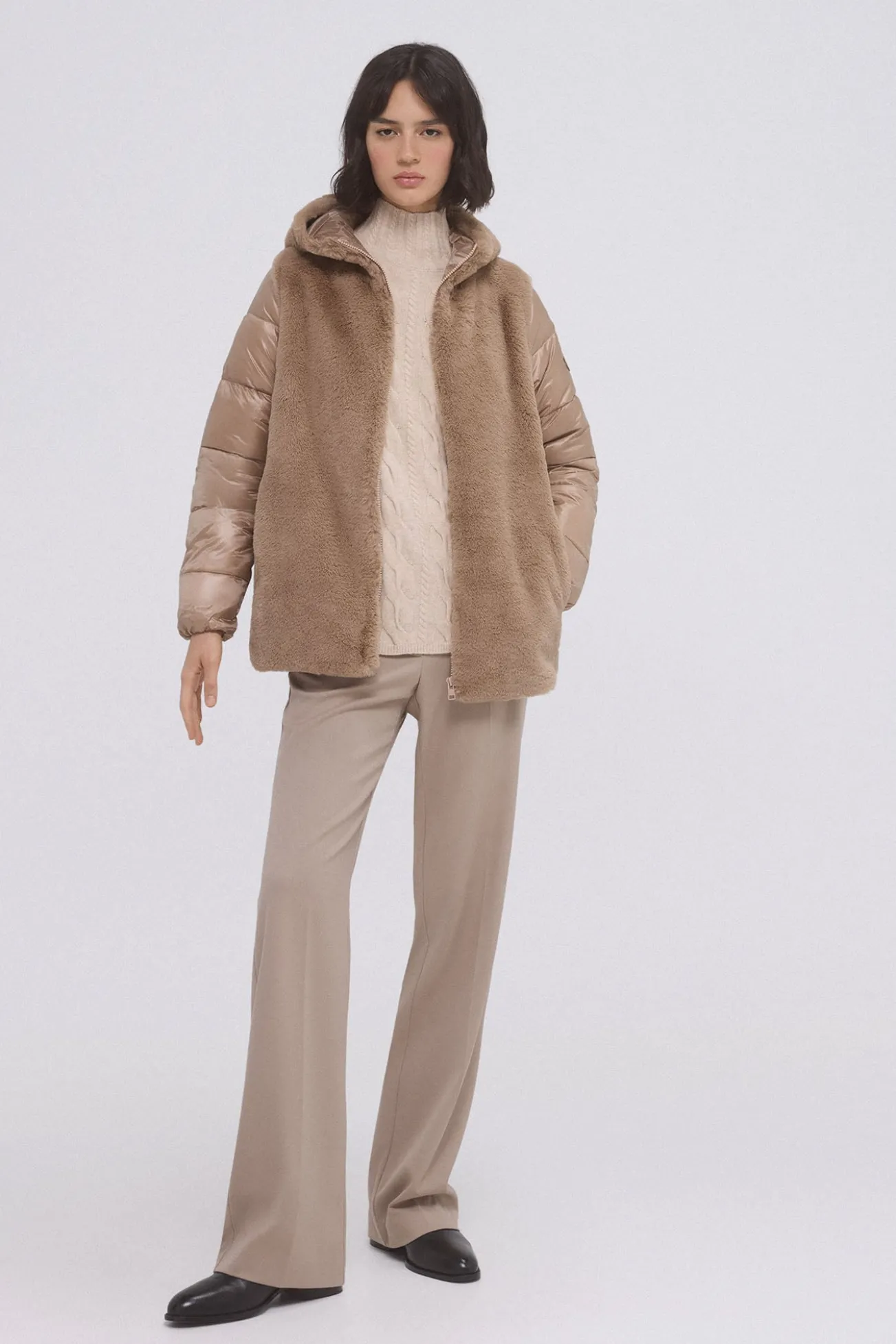Parka de pele combinada