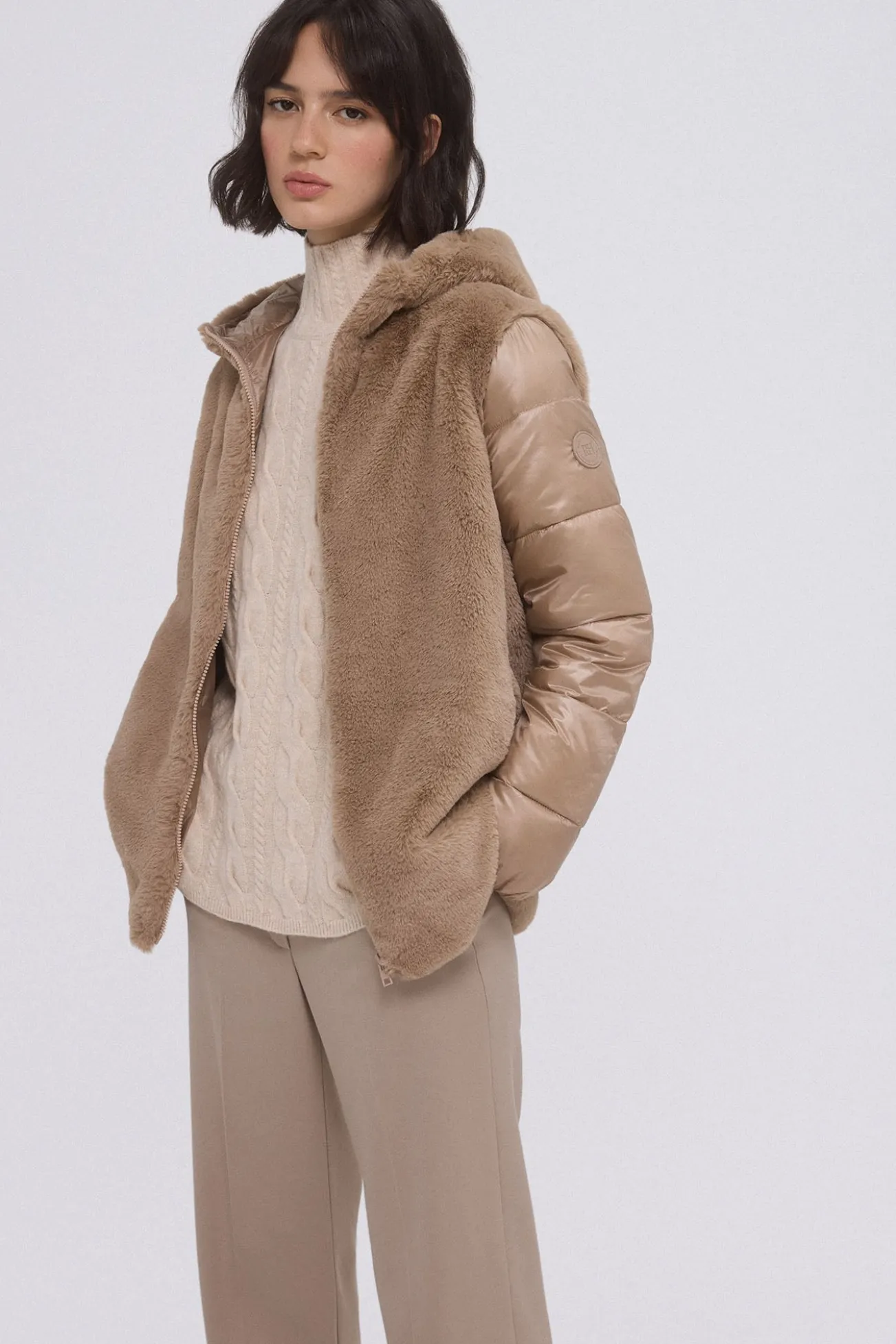 Parka de pele combinada