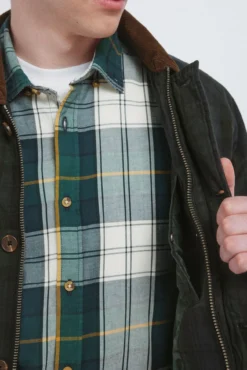 Parka xadrez com gola de veludo cotelê