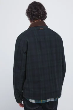 Parka xadrez com gola de veludo cotelê
