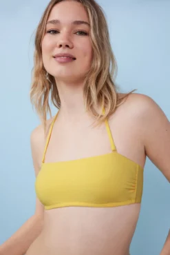 Parte de cima de biquíni bandeau amarelo