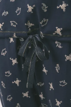 Pijama comprido 100% algodão azul estampado sapinhos