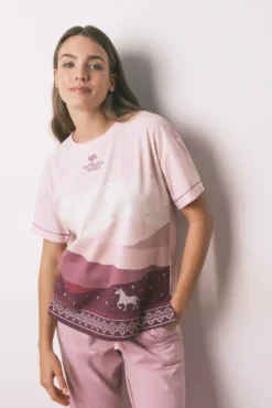 Pijama comprido 100% algodão com manga curtas
