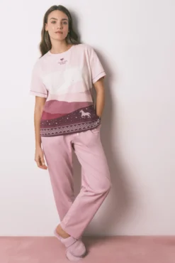 Pijama comprido 100% algodão com manga curtas