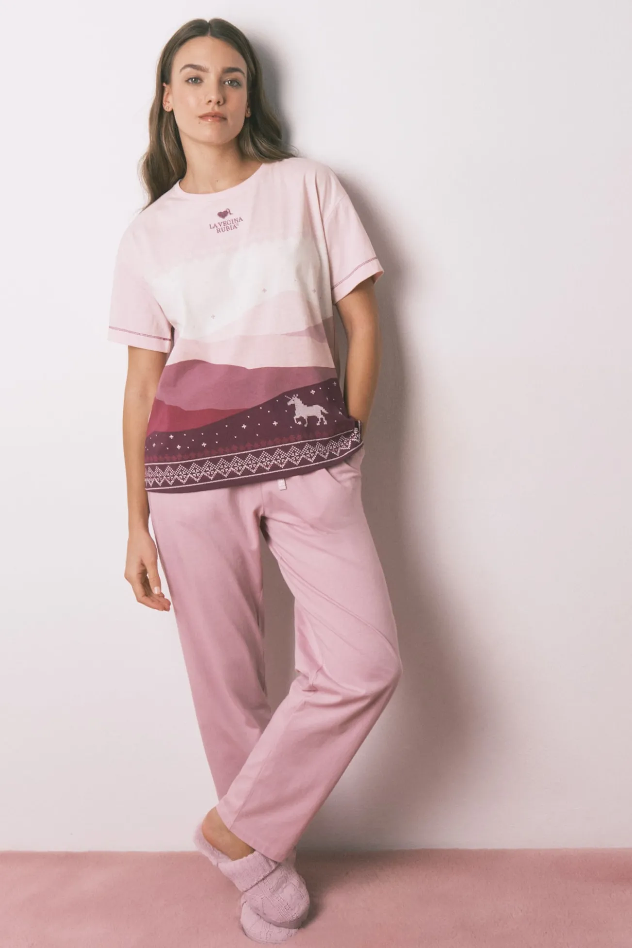 Pijama comprido 100% algodão com manga curtas