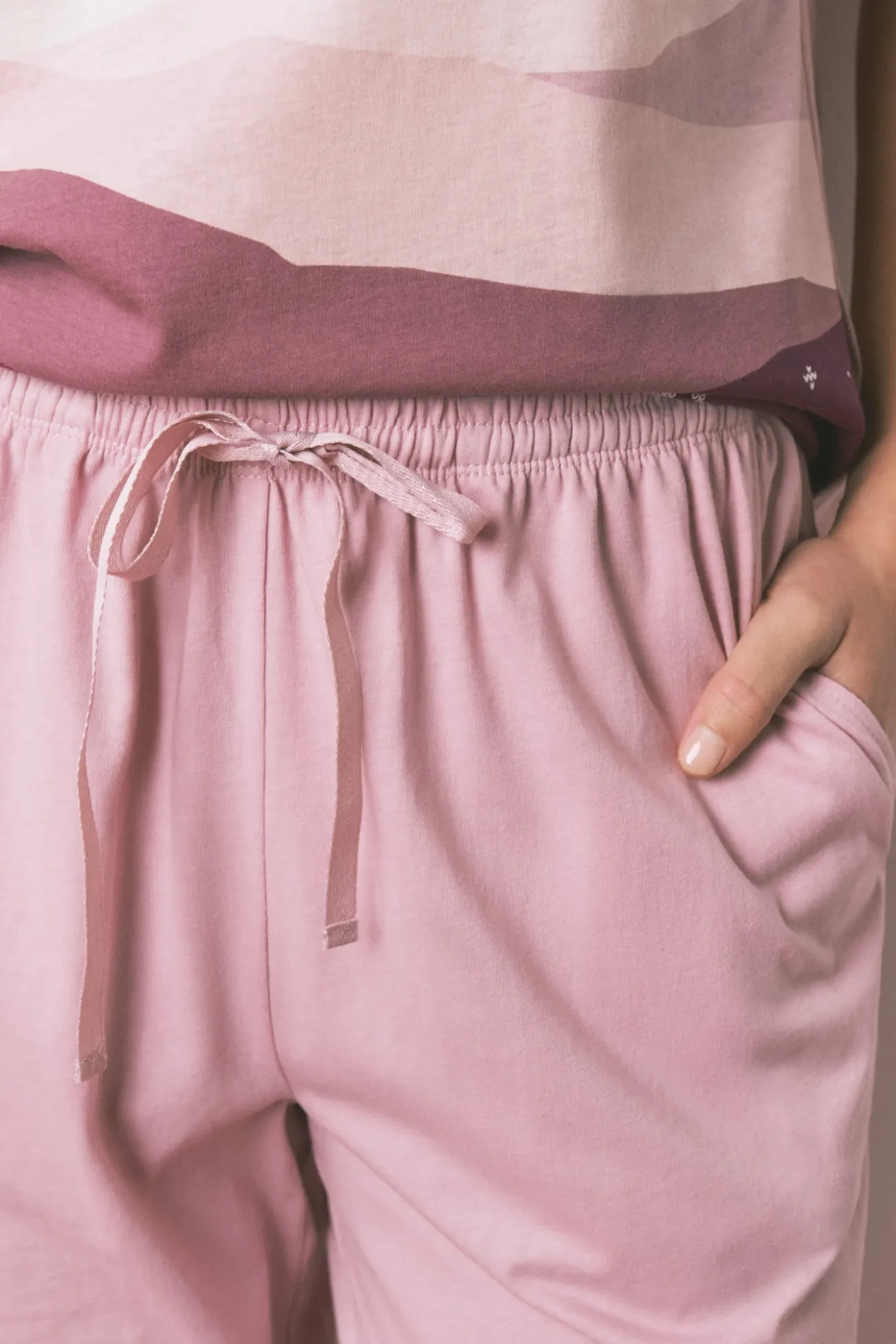 Pijama comprido 100% algodão com manga curtas