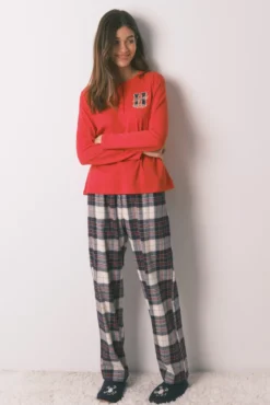Pijama comprido 100% algodão estampado xadrez "Hogwarts"