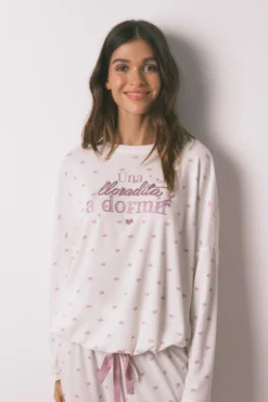 Pijama comprido de malha waffle