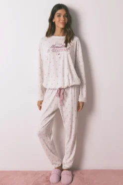 Pijama comprido de malha waffle