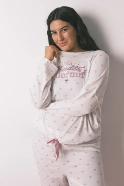 Pijama comprido de malha waffle