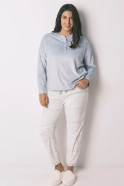Pijama comprido polar suave azul