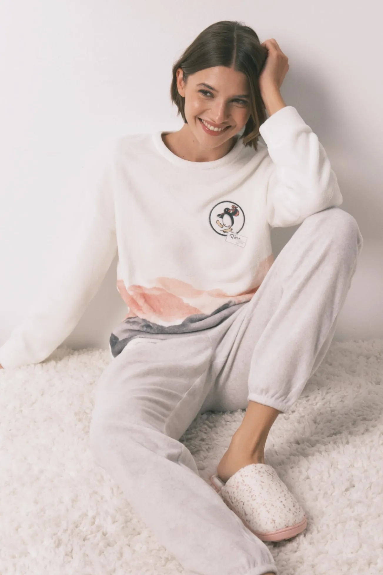 Pijama comprido polar suave estampado Pingu