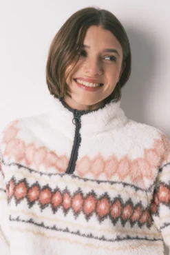 Pijama comprido polar suave estampado fair isle