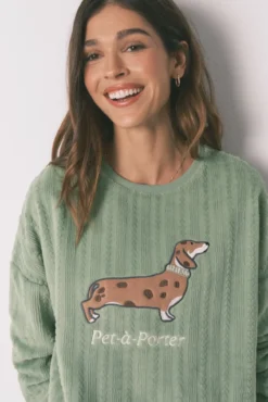 Pijama comprido polar verde