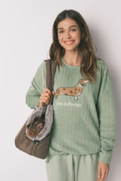 Pijama comprido polar verde