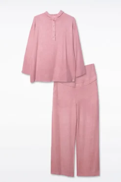 Pijama comprido pré-mamã canelado com capuz