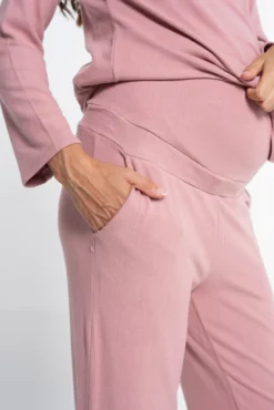 Pijama comprido pré-mamã canelado com capuz