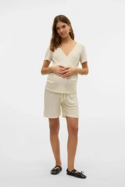 Pijama curto de amamentação para maternity