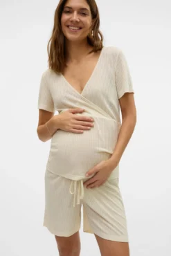 Pijama curto de amamentação para maternity