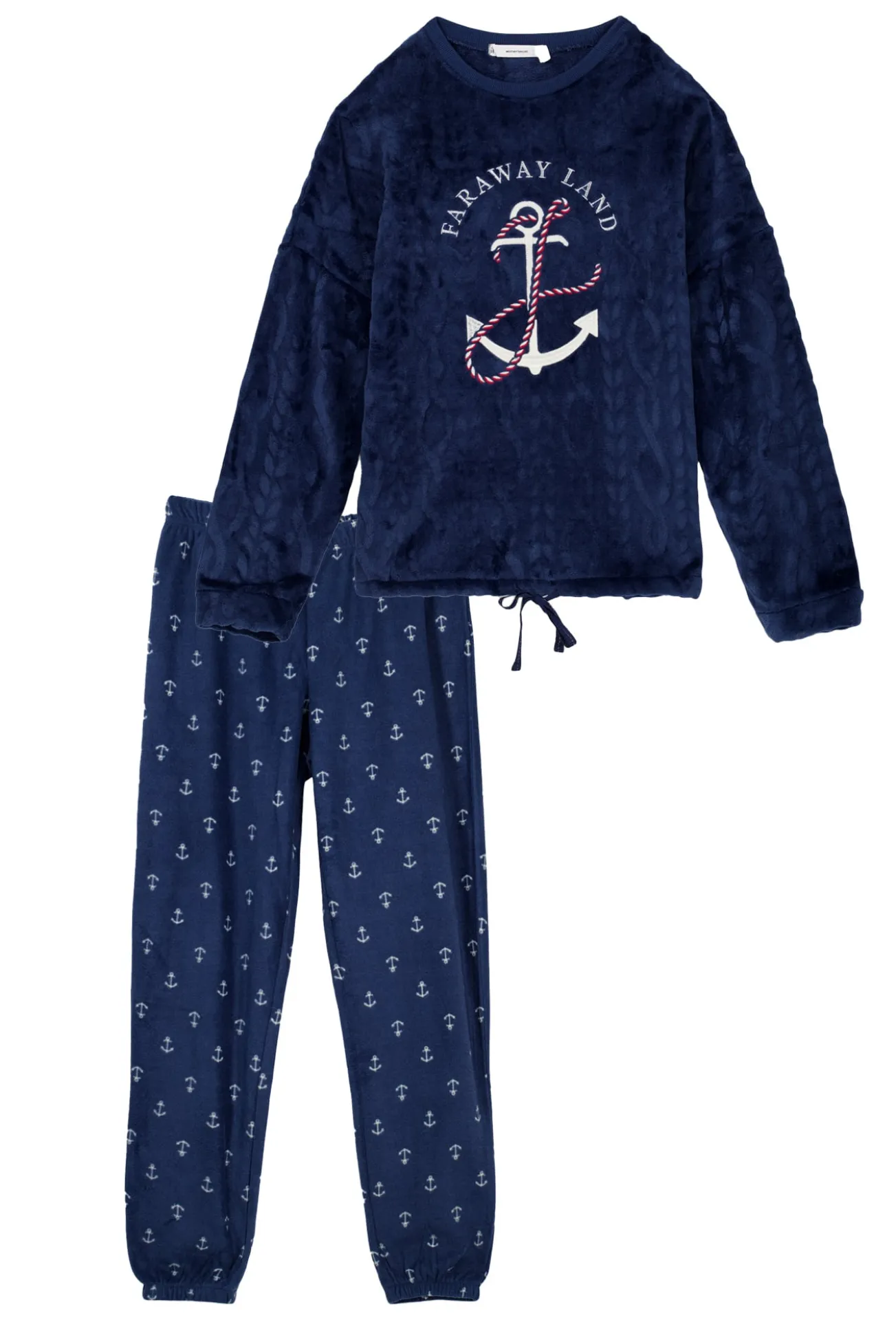 Pijama de polar comprido e lã macia