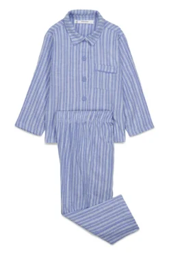Pijama infantil camisa às riscas, 100% algodão