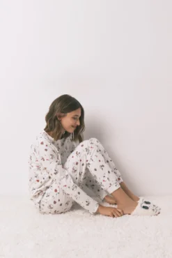 Pijama longo 100% algodão branco Snoopy