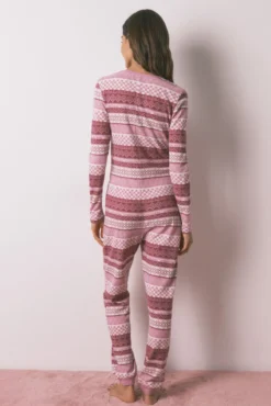 Pijama macacão longo com borda