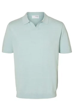Polo de malha com gola aberta