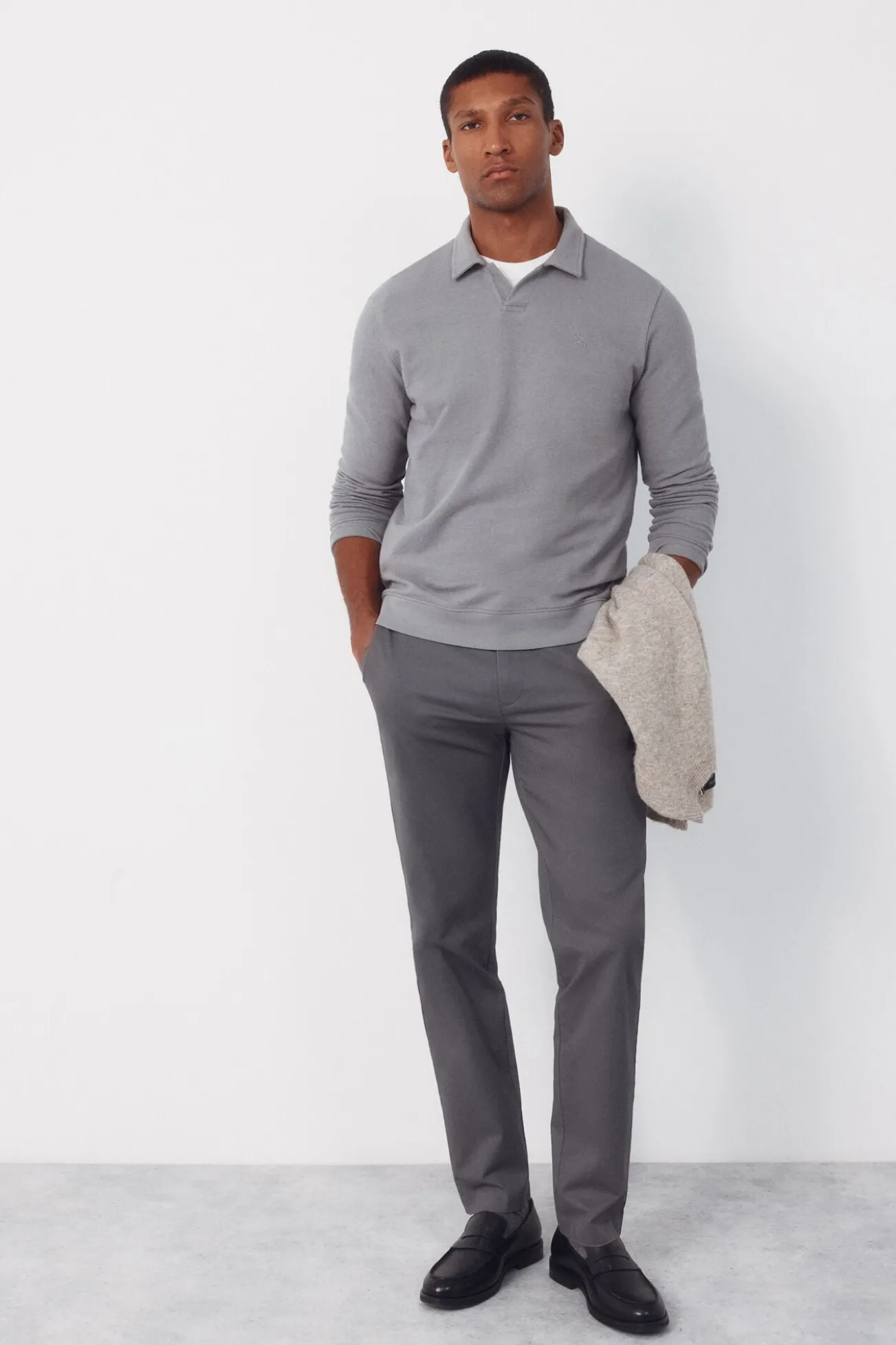Polo de manga comprida com estrutura
