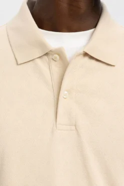 Polo jacquard de manga manga 100% algodão orgânico