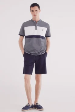 Polo piqué bloco oxford mao slim fit